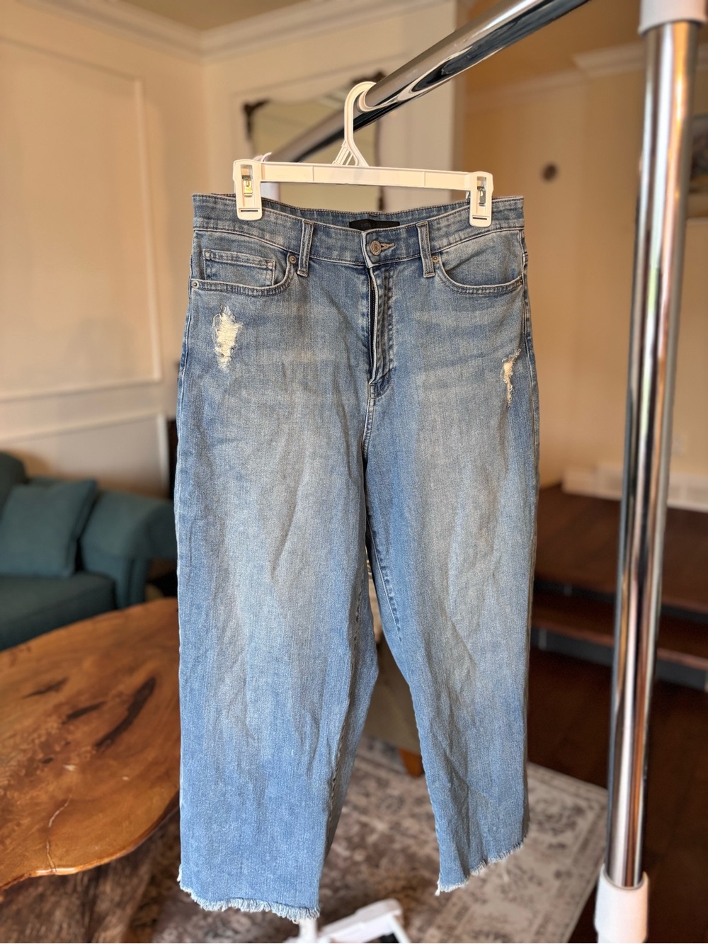 Uniqlo Women's Distressed Boyfriend Jeans — Light Blue